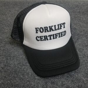 Brand new! Black and white Forklift Certified trucker hat snapback cap snap back